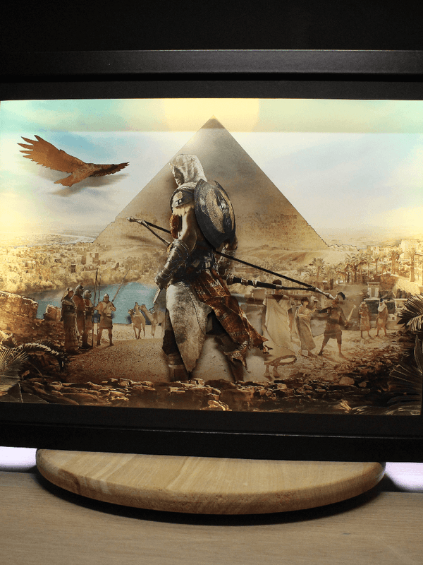 Dioramax - Cadre lumineux LED Assassin origin | Déco Gaming-room | Tableau lumineux | Affiche jeux vidéo | Idée cadeau gamer | Retro-gaming