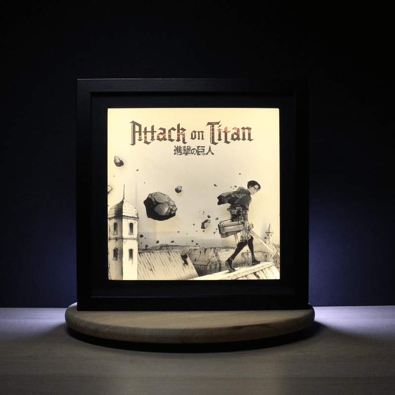 Dioramax - Cadre lumineux LED L'attaque des titans | Déco Gaming-room | Tableau lumineux | Affiche jeux vidéo | Idée cadeau gamer | Retro-gaming