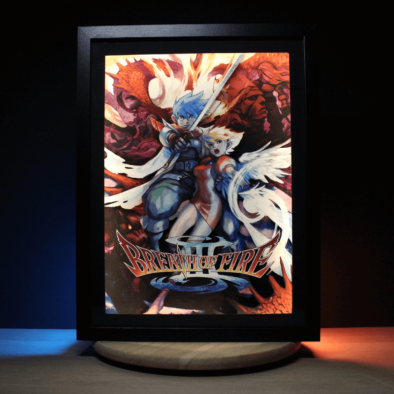 Dioramax - Cadre lumineux LED Breath of fire 3 | Déco Gaming-room | Tableau lumineux | Affiche jeux vidéo | Idée cadeau gamer | Retro-gaming