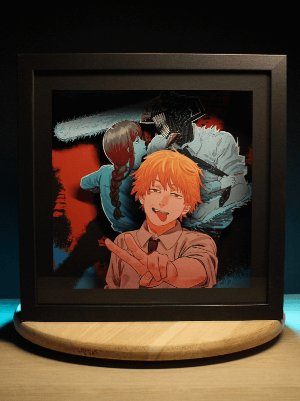Dioramax - Cadre lumineux LED Chainsawman | Déco Gaming-room | Tableau lumineux | Affiche jeux vidéo | Idée cadeau gamer | Retro-gaming