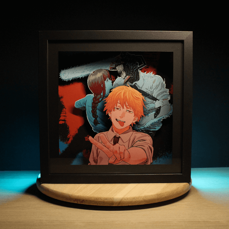 Dioramax - Cadre lumineux LED Chainsawman | Déco Gaming-room | Tableau lumineux | Affiche jeux vidéo | Idée cadeau gamer | Retro-gaming