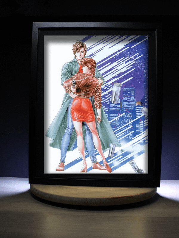 Dioramax - Cadre lumineux LED City Hunter | Déco Gaming-room | Tableau lumineux | Affiche jeux vidéo | Idée cadeau gamer | Retro-gaming