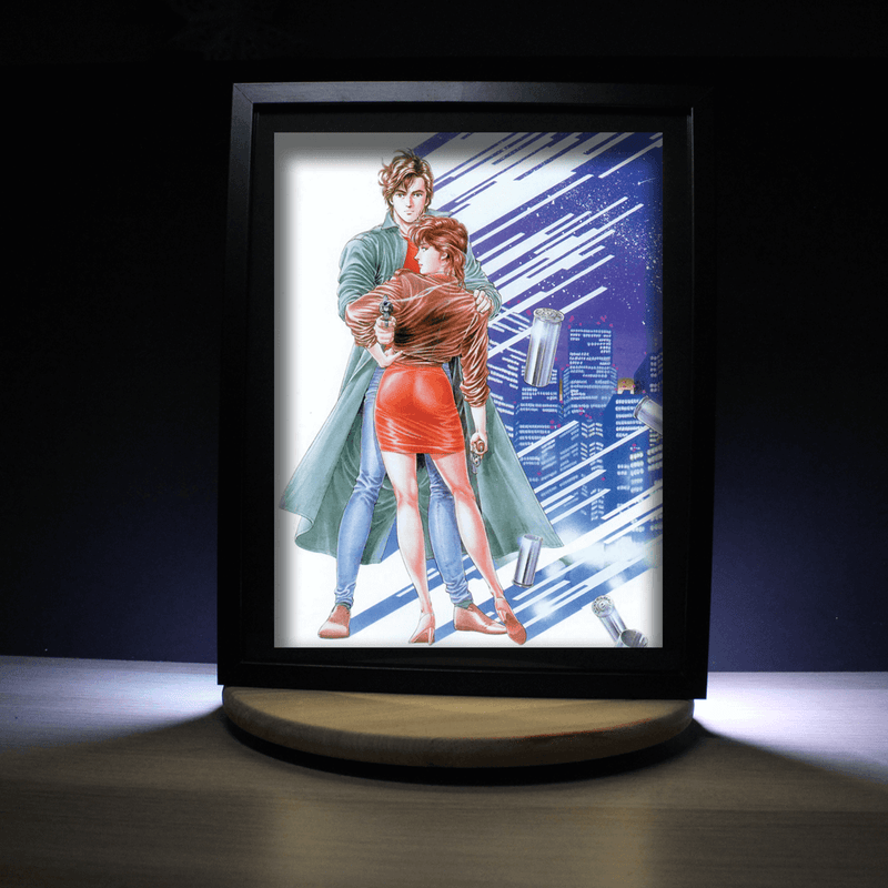 Dioramax - Cadre lumineux LED City Hunter | Déco Gaming-room | Tableau lumineux | Affiche jeux vidéo | Idée cadeau gamer | Retro-gaming