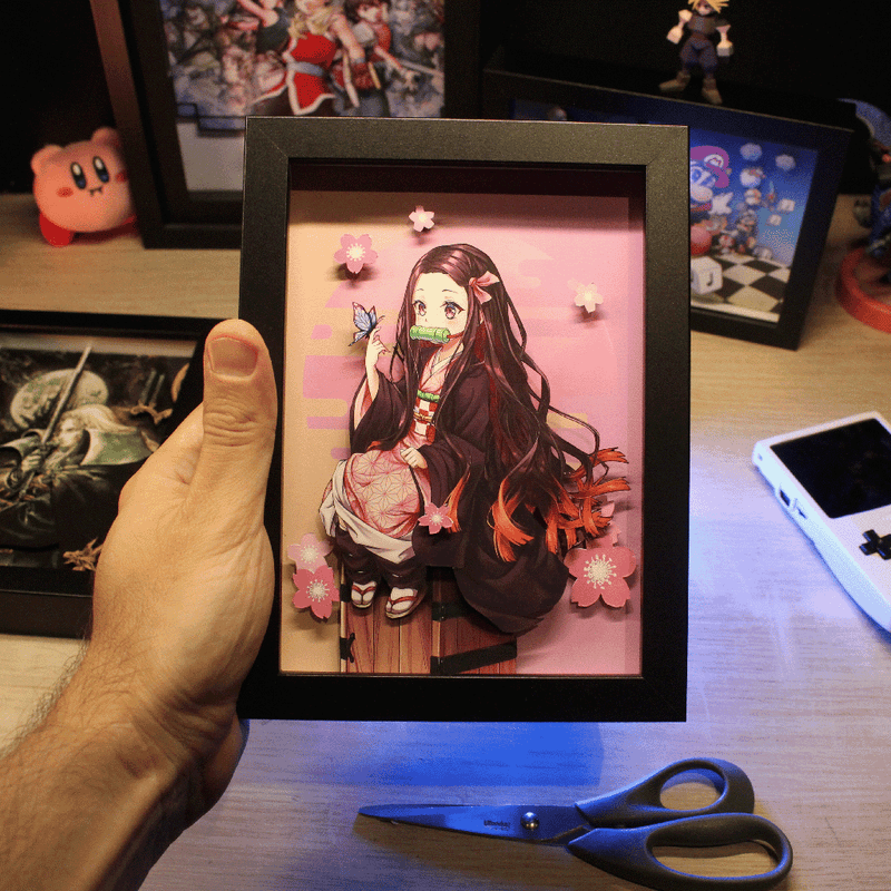 Dioramax - Cadre lumineux LED Demon Hunter | Déco Gaming-room | Tableau lumineux | Affiche jeux vidéo | Idée cadeau gamer | Retro-gaming