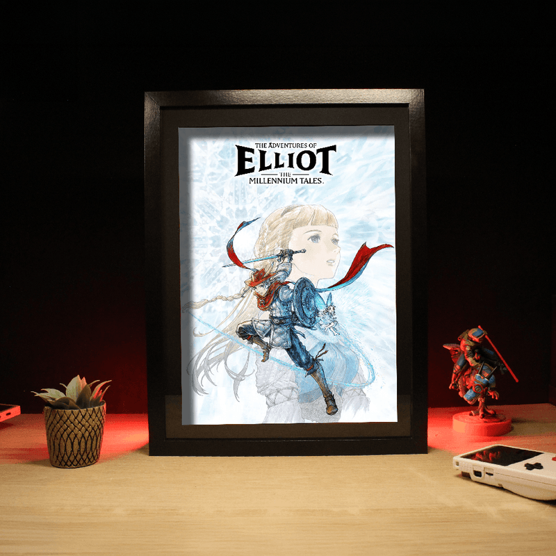 Dioramax - Cadre lumineux LED Elliot | Déco Gaming-room | Tableau lumineux | Affiche jeux vidéo | Idée cadeau gamer | Retro-gaming