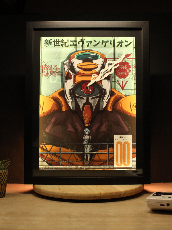 Dioramax - Cadre lumineux LED Evangelion | Déco Gaming-room | Tableau lumineux | Affiche jeux vidéo | Idée cadeau gamer | Retro-gaming