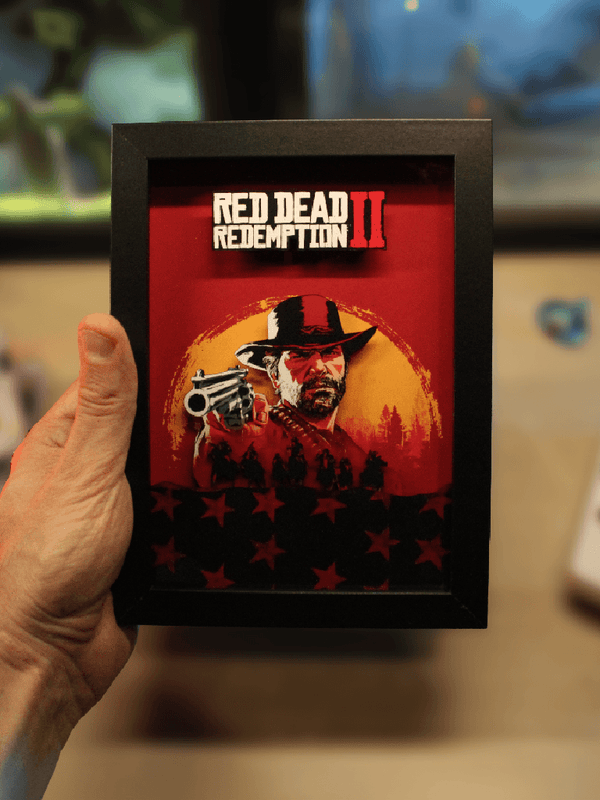 Dioramax - Cadre lumineux LED Red Dead Redemption 2 | Déco Gaming-room | Tableau lumineux | Affiche jeux vidéo | Idée cadeau gamer | Retro-gaming