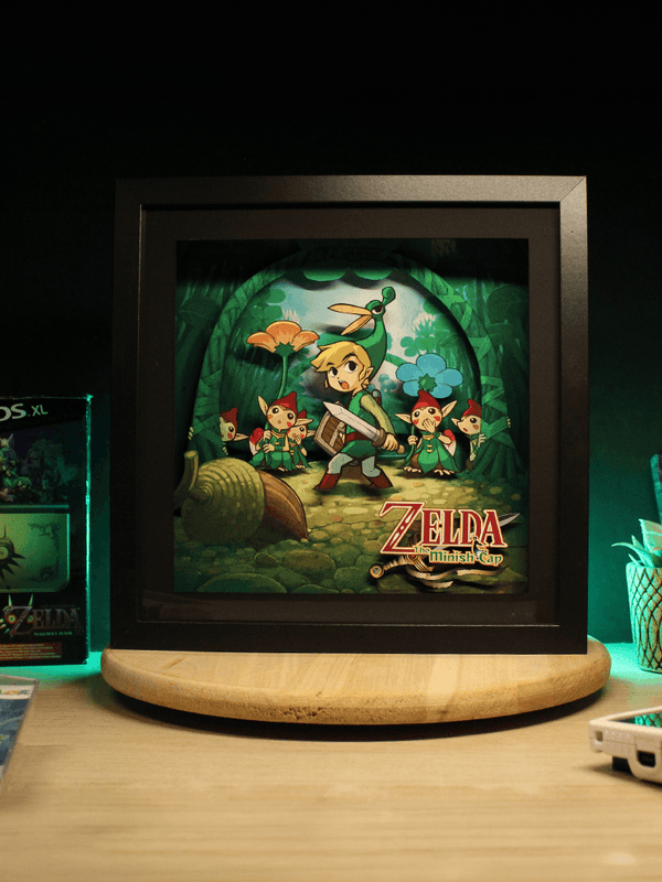 Dioramax - Cadre lumineux Zelda Minish Cap| Déco Gamingroom | Tableau Lumineux Affiche jeux vidéo | Idée cadeau