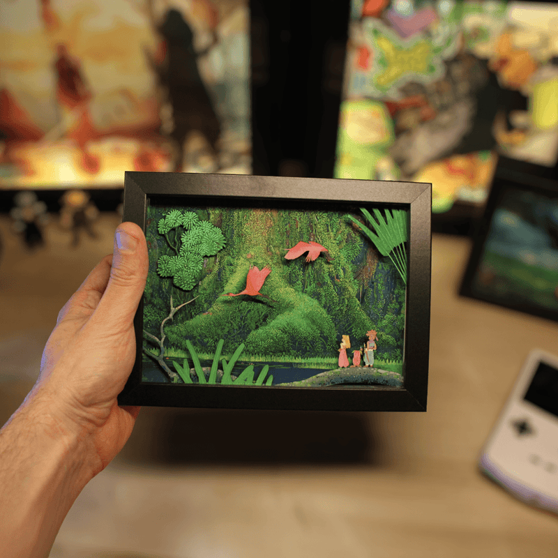 Dioramax - Cadre lumineux LED Secret of Mana | Déco Gaming-room | Tableau lumineux | Affiche jeux vidéo | Idée cadeau gamer | Retro-gaming