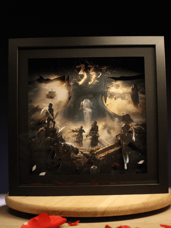 Dioramax - Cadre lumineux LED Expedition 33 | Déco Gaming-room | Tableau lumineux | Affiche jeux vidéo | Idée cadeau gamer | Retro-gaming