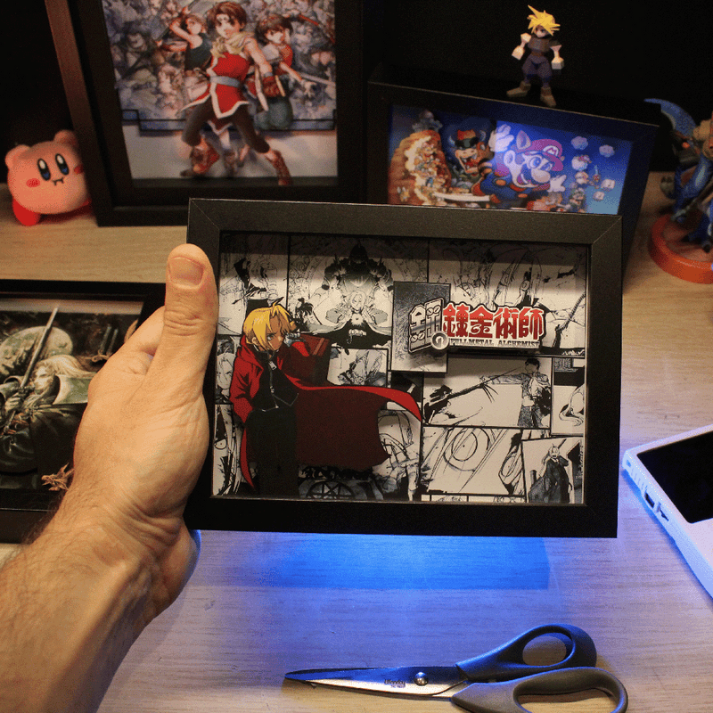 Dioramax - Cadre lumineux LED Full Metal Alchimist| Déco Gaming-room | Tableau lumineux | Affiche jeux vidéo | Idée cadeau gamer | Retro-gaming