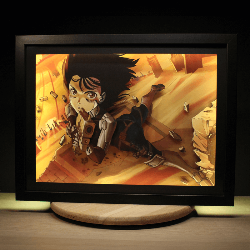 Dioramax - Cadre lumineux LED Gunnm | Déco Gaming-room | Tableau lumineux | Affiche jeux vidéo | Idée cadeau gamer | Retro-gaming