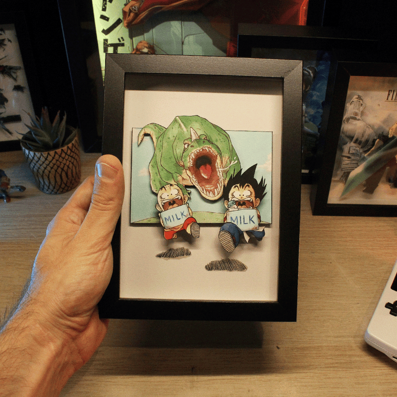 Dioramax - Cadre lumineux LED Dragon Ball | Déco Gaming-room | Tableau lumineux | Affiche jeux vidéo | Idée cadeau gamer | Retro-gaming