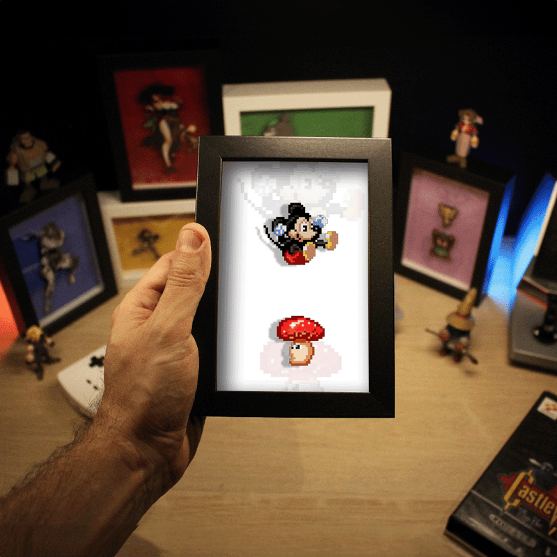 Dioramax - Cadre lumineux LED Castle of illusion| Déco Gaming-room | Tableau lumineux | Affiche jeux vidéo | Idée cadeau gamer | Retro-gaming