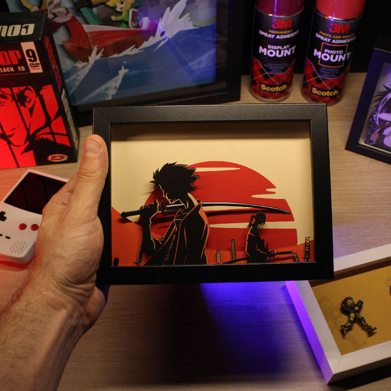 Dioramax - Cadre lumineux LED Samurai Champloo | Déco Gaming-room | Tableau lumineux | Affiche jeux vidéo | Idée cadeau gamer | Retro-gaming