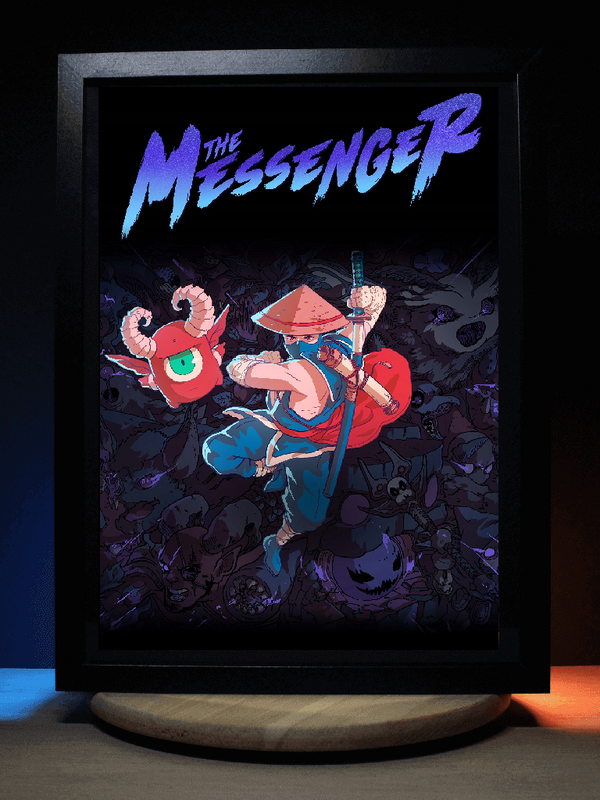 Dioramax - Cadre lumineux LED The messenger | Déco Gaming-room | Tableau lumineux | Affiche jeux vidéo | Idée cadeau gamer | Retro-gaming