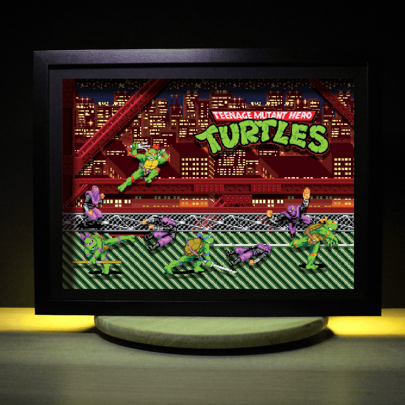 Dioramax - Cadre lumineux LED Tortues Ninja | Déco Gaming-room | Tableau lumineux | Affiche jeux vidéo | Idée cadeau gamer | Retro-gaming