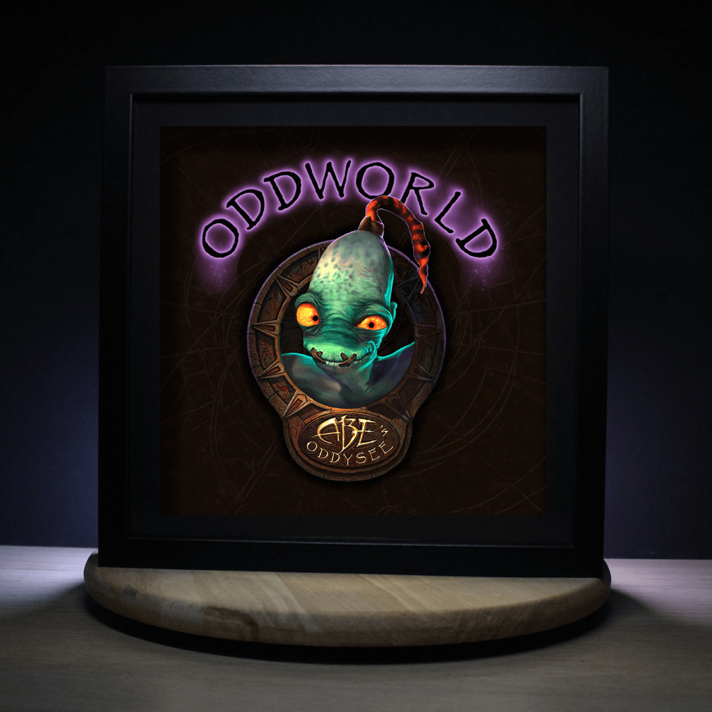 Dioramax - Cadre lumineux LED Super Oddworld | Déco Gaming-room | Tableau lumineux | Affiche jeux vidéo | Idée cadeau gamer | Retro-gaming