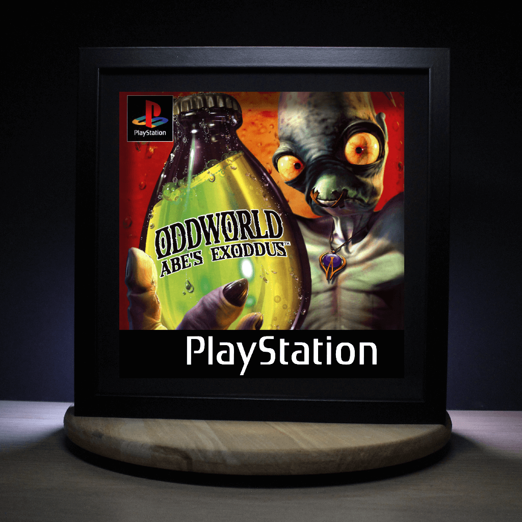 Dioramax - Cadre lumineux LED Super Oddworld | Déco Gaming-room | Tableau lumineux | Affiche jeux vidéo | Idée cadeau gamer | Retro-gaming