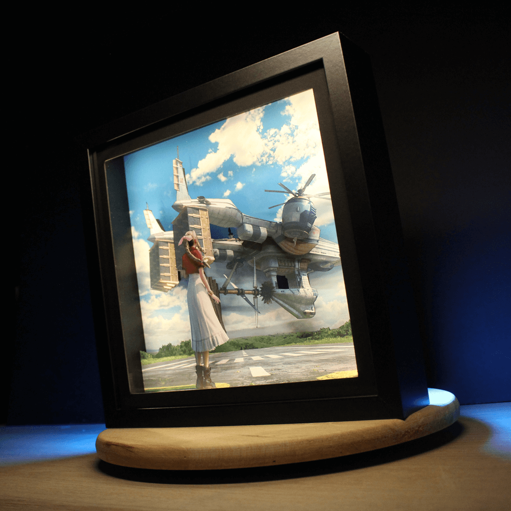 Dioramax - Cadre lumineux LED FF7 | Déco Gaming-room | Tableau lumineux | Affiche jeux vidéo | Idée cadeau gamer | Retro-gaming