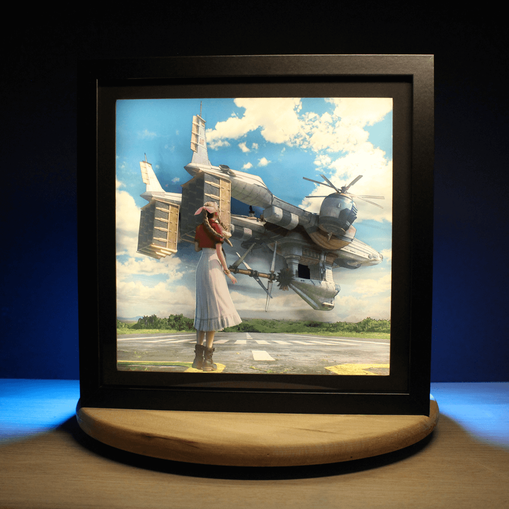 Dioramax - Cadre lumineux LED FF7 | Déco Gaming-room | Tableau lumineux | Affiche jeux vidéo | Idée cadeau gamer | Retro-gaming