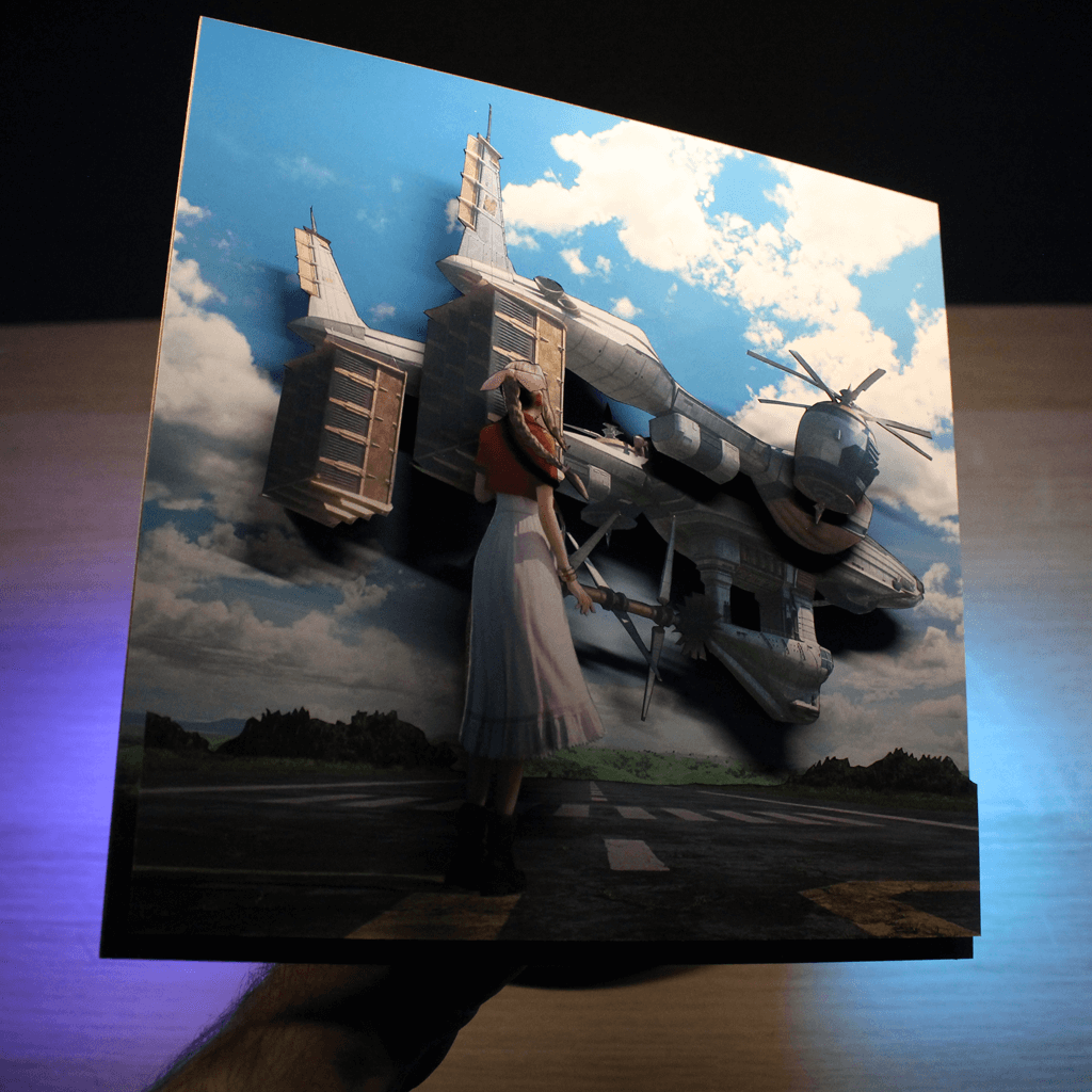 Dioramax - Cadre lumineux LED FF7 | Déco Gaming-room | Tableau lumineux | Affiche jeux vidéo | Idée cadeau gamer | Retro-gaming
