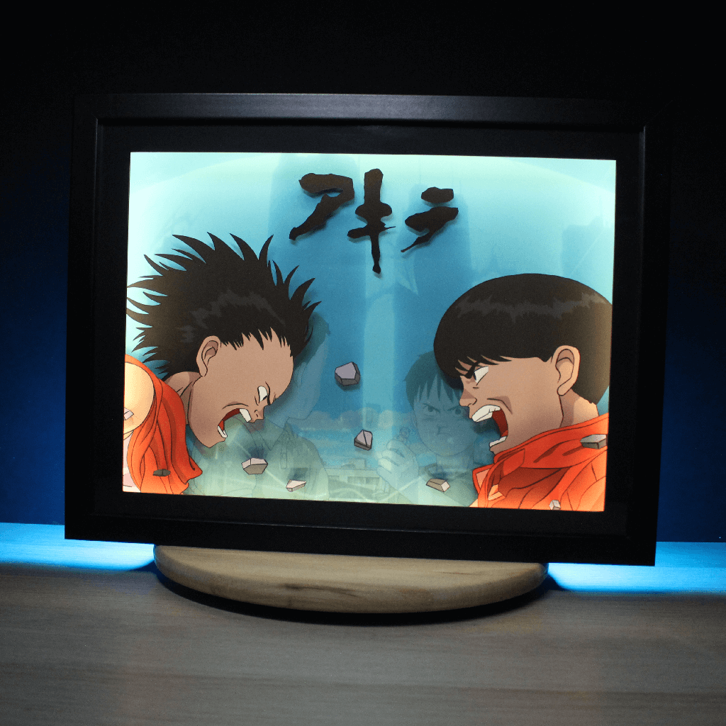 Dioramax - Cadre lumineux LED Akira | Déco Gaming-room | Tableau lumineux | Affiche jeux vidéo | Idée cadeau gamer | Retro-gaming