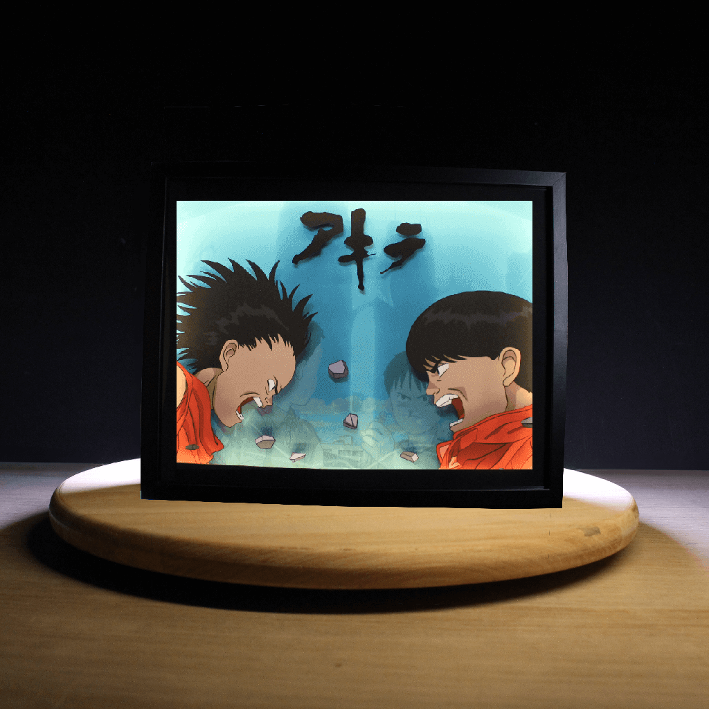 Dioramax - Cadre lumineux LED Akira | Déco Gaming-room | Tableau lumineux | Affiche jeux vidéo | Idée cadeau gamer | Retro-gaming