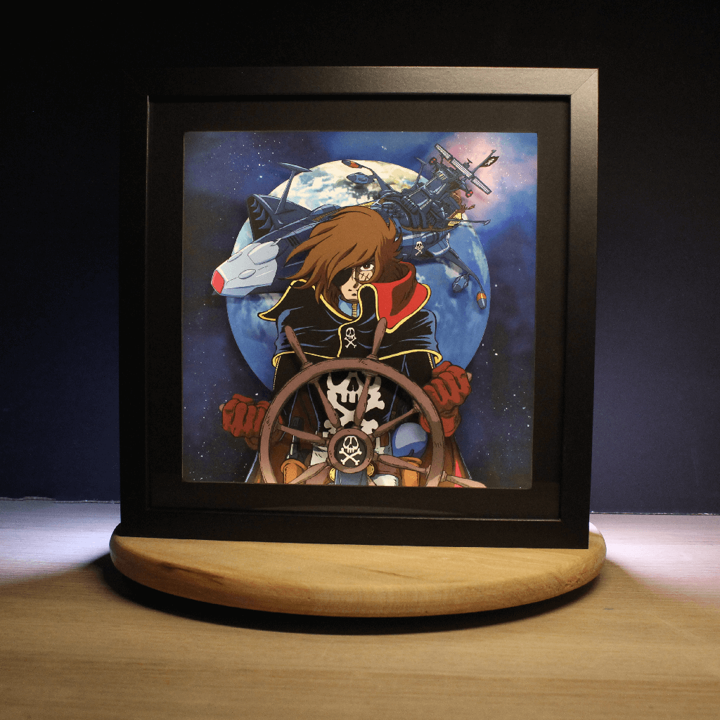 Dioramax - Cadre lumineux LED Albator | Déco Gaming-room | Tableau lumineux | Affiche jeux vidéo | Idée cadeau gamer | Retro-gaming