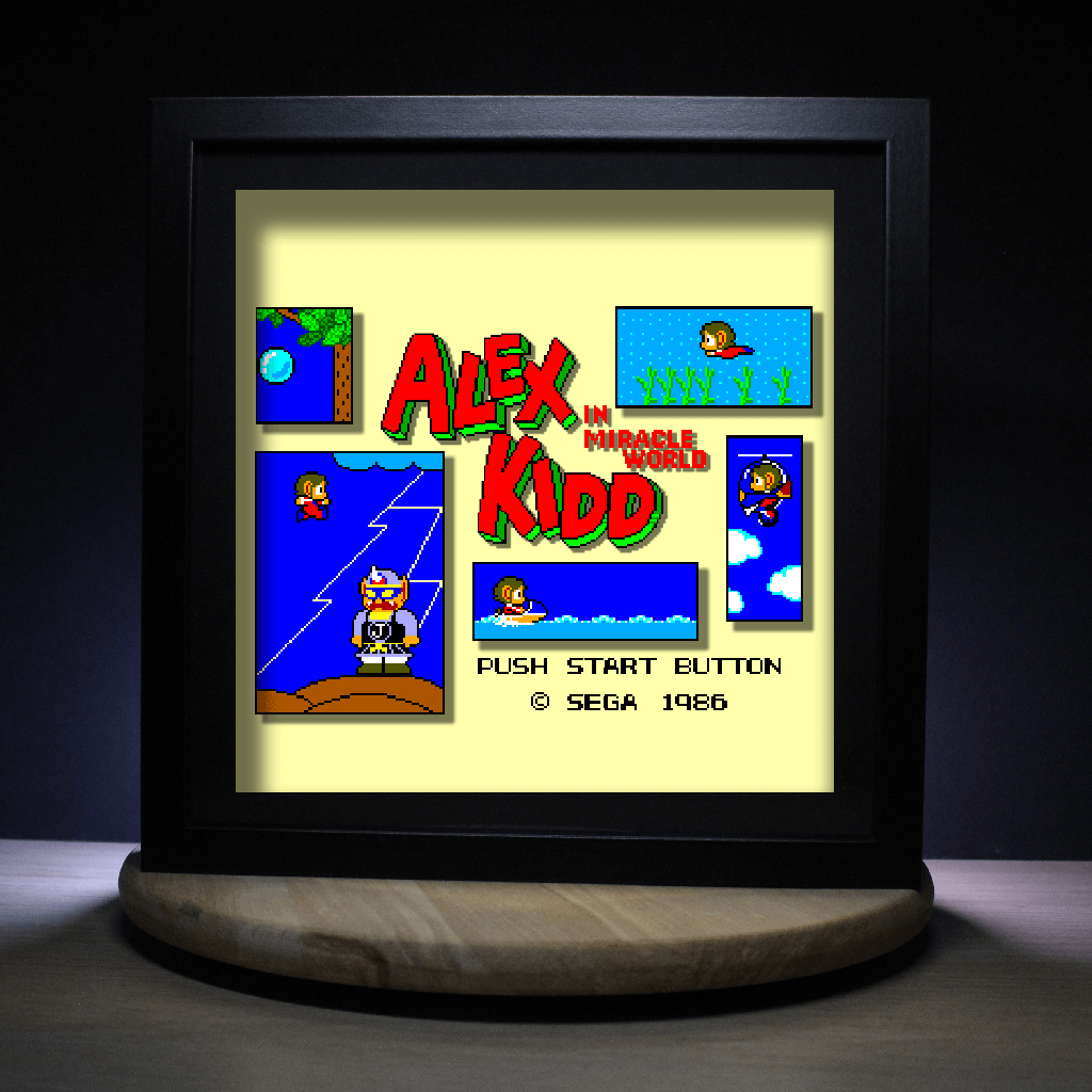 Dioramax - Cadre lumineux LED Alex kidd | Déco Gaming-room | Tableau lumineux | Affiche jeux vidéo | Idée cadeau gamer | Retro-gaming