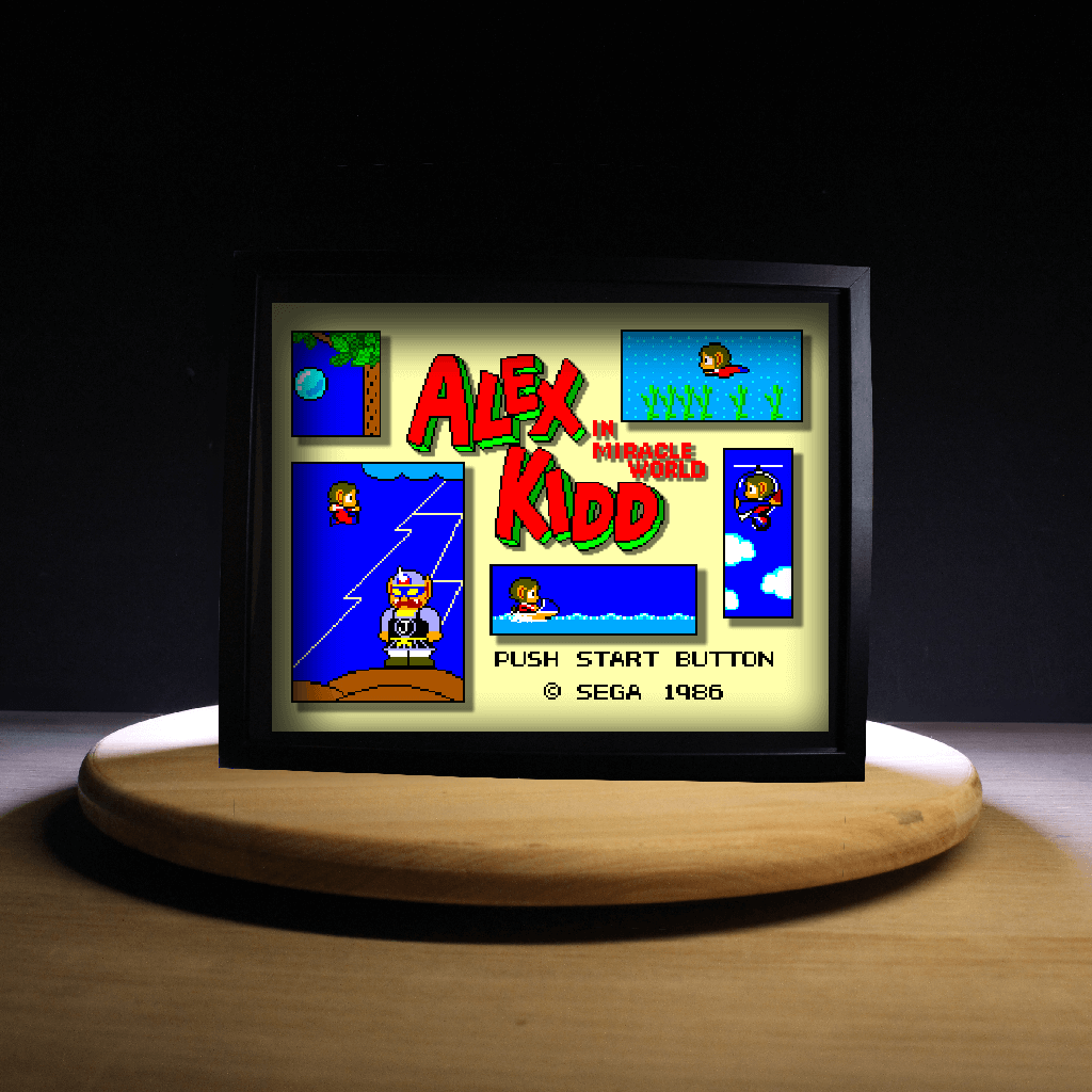 Dioramax - Cadre lumineux LED Alex kidd | Déco Gaming-room | Tableau lumineux | Affiche jeux vidéo | Idée cadeau gamer | Retro-gaming