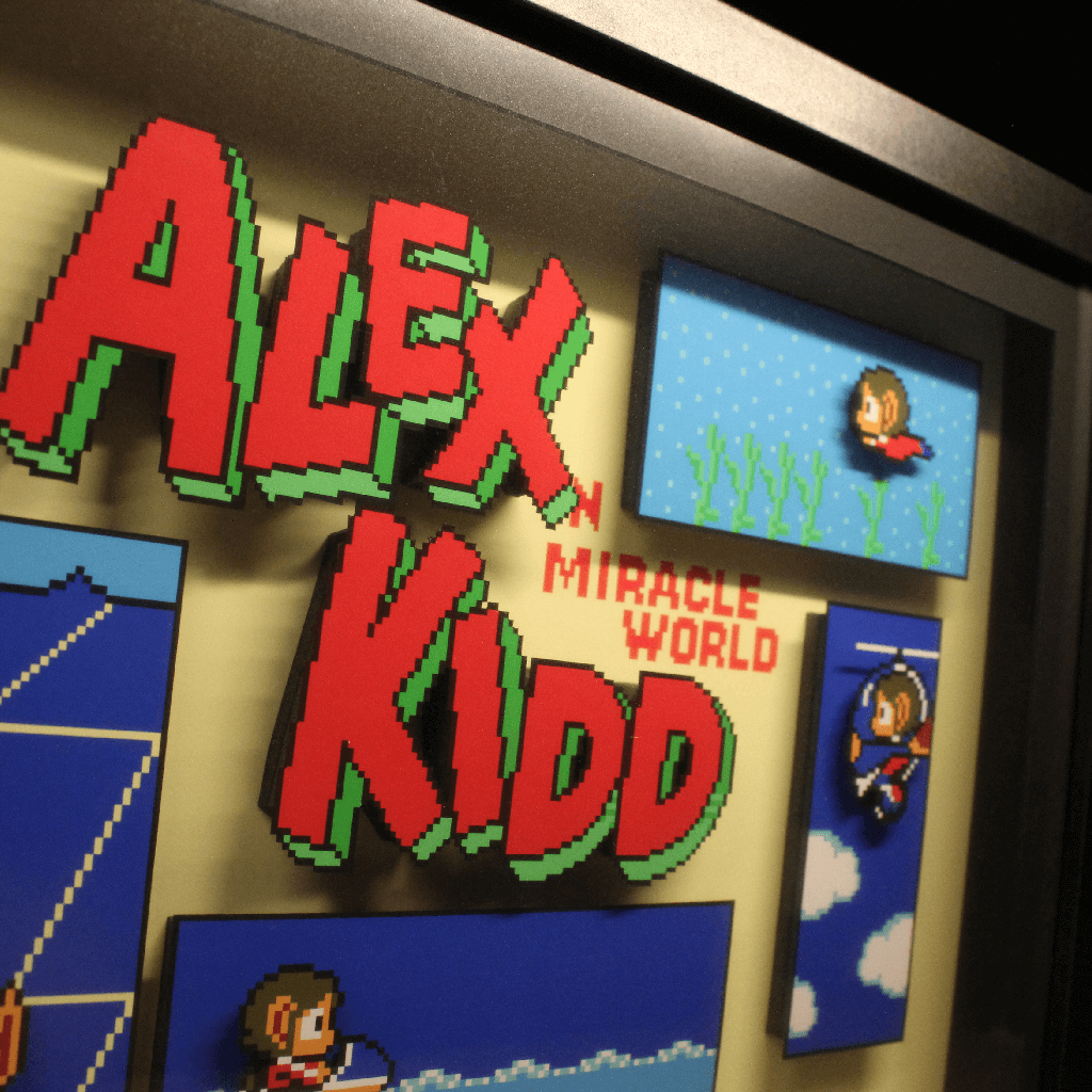 Dioramax - Cadre lumineux LED Alex kidd | Déco Gaming-room | Tableau lumineux | Affiche jeux vidéo | Idée cadeau gamer | Retro-gaming
