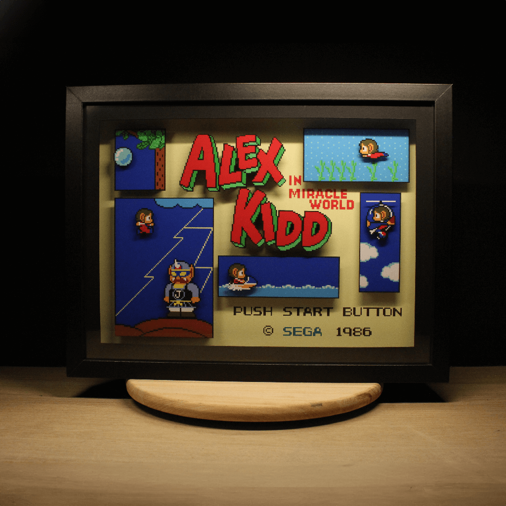 Dioramax - Cadre lumineux LED Alex kidd | Déco Gaming-room | Tableau lumineux | Affiche jeux vidéo | Idée cadeau gamer | Retro-gaming