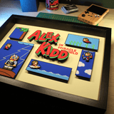 Diorama Alex Kidd, déco gaming room, cadre lumineux Alex Kidd, goodies Alex Kidd