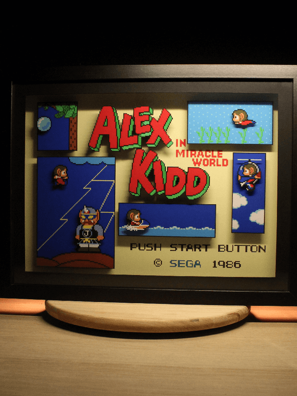 Dioramax - Cadre lumineux LED Alex kidd | Déco Gaming-room | Tableau lumineux | Affiche jeux vidéo | Idée cadeau gamer | Retro-gaming
