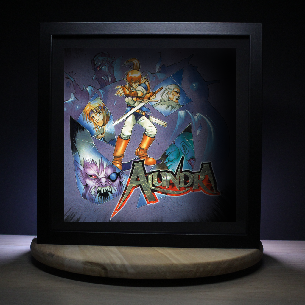 Dioramax - Cadre lumineux LED Alundra | Déco Gaming-room | Tableau lumineux | Affiche jeux vidéo | Idée cadeau gamer | Retro-gaming