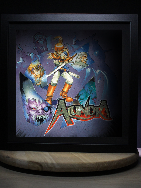 Dioramax - Cadre lumineux LED Alundra | Déco Gaming-room | Tableau lumineux | Affiche jeux vidéo | Idée cadeau gamer | Retro-gaming