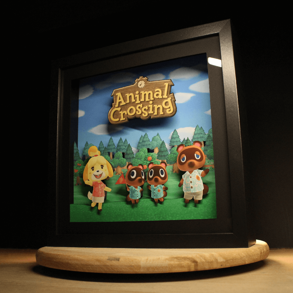 Dioramax - Cadre lumineux LED Animal Crossing | Déco Gaming-room | Tableau lumineux | Affiche jeux vidéo | Idée cadeau gamer | Retro-gaming