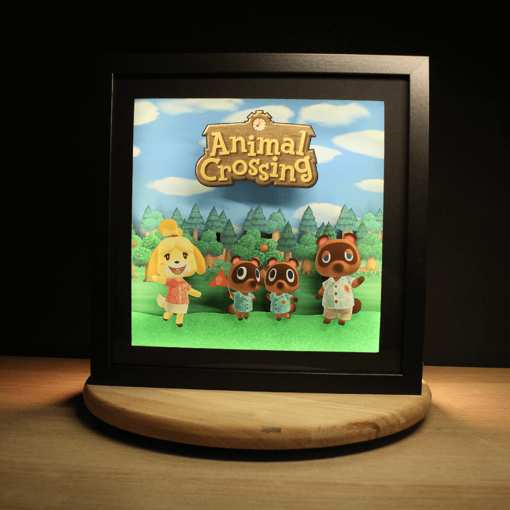 Dioramax - Cadre lumineux LED Animal Crossing | Déco Gaming-room | Tableau lumineux | Affiche jeux vidéo | Idée cadeau gamer | Retro-gaming