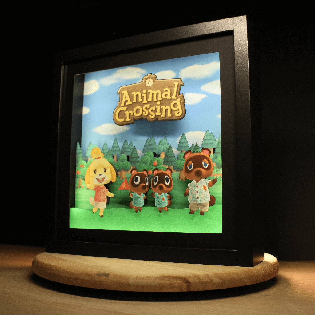 Dioramax - Cadre lumineux LED Animal Crossing | Déco Gaming-room | Tableau lumineux | Affiche jeux vidéo | Idée cadeau gamer | Retro-gaming