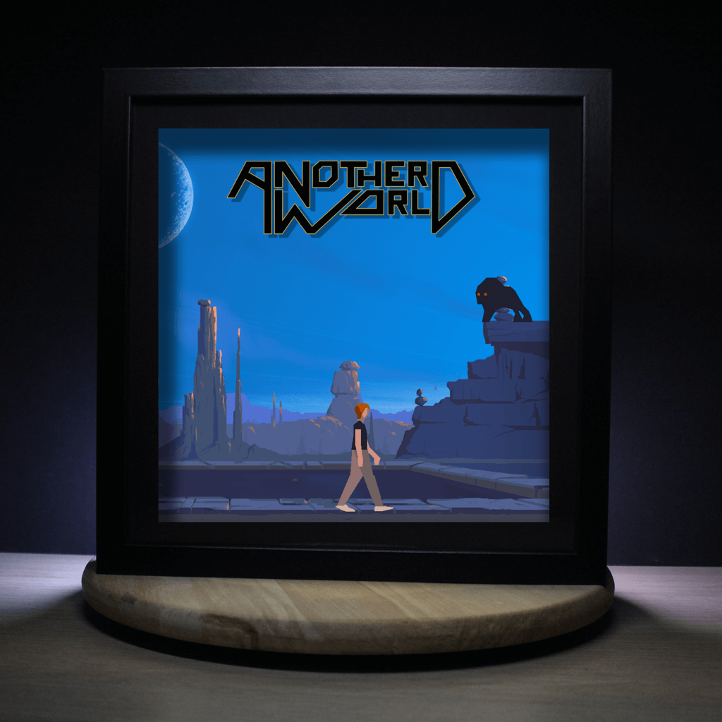 Dioramax - Cadre lumineux LED Another World | Déco Gaming-room | Tableau lumineux | Affiche jeux vidéo | Idée cadeau gamer | Retro-gaming