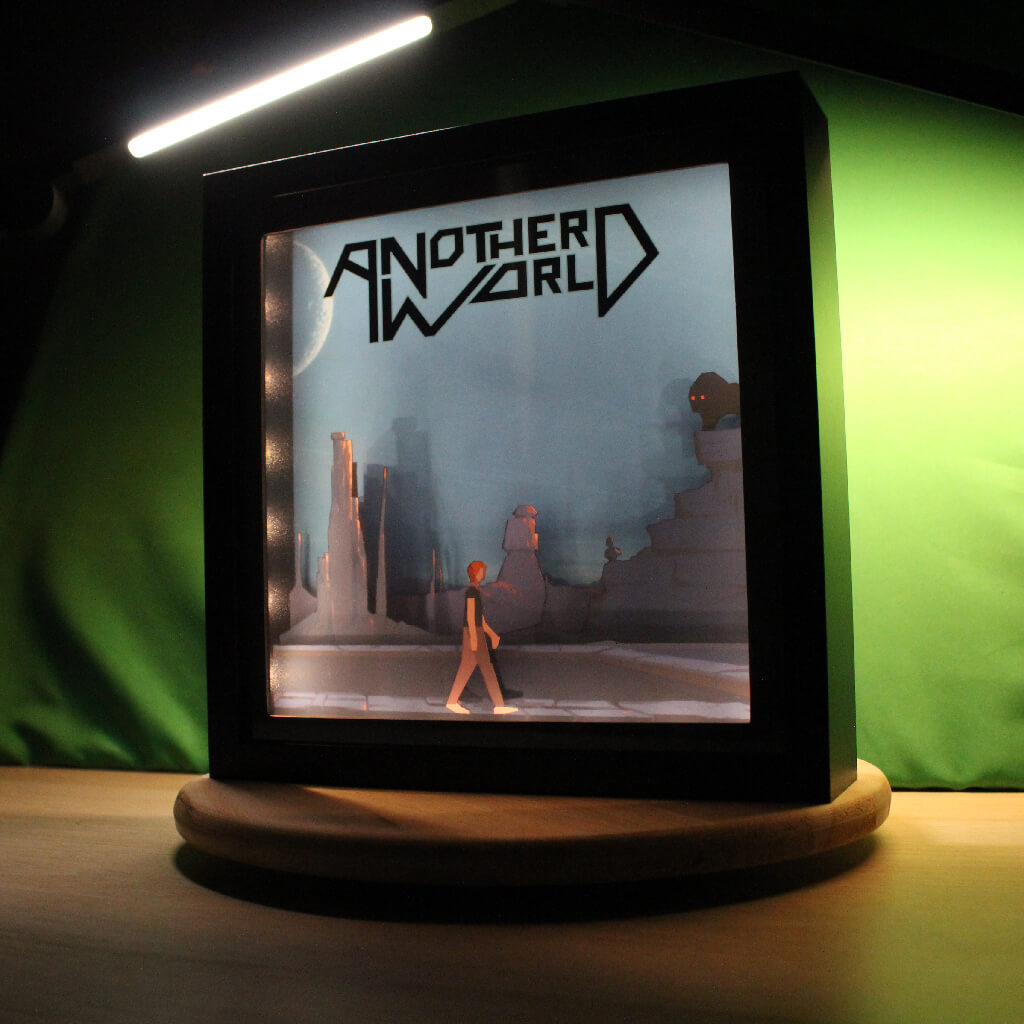 Dioramax - Cadre lumineux LED Another World | Déco Gaming-room | Tableau lumineux | Affiche jeux vidéo | Idée cadeau gamer | Retro-gaming