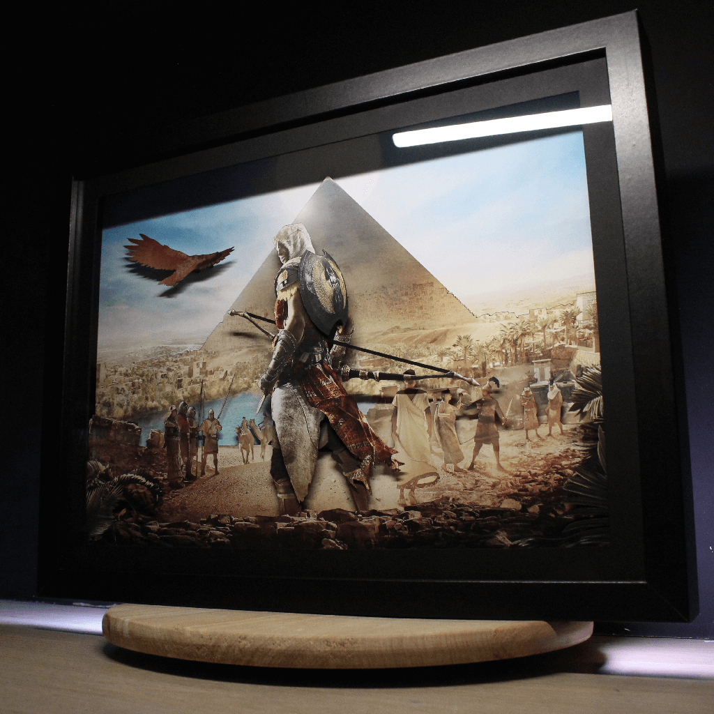 Dioramax - Cadre lumineux LED Assassin origin | Déco Gaming-room | Tableau lumineux | Affiche jeux vidéo | Idée cadeau gamer | Retro-gaming
