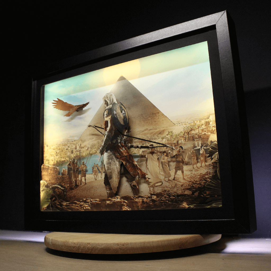 Dioramax - Cadre lumineux LED Assassin origin | Déco Gaming-room | Tableau lumineux | Affiche jeux vidéo | Idée cadeau gamer | Retro-gaming
