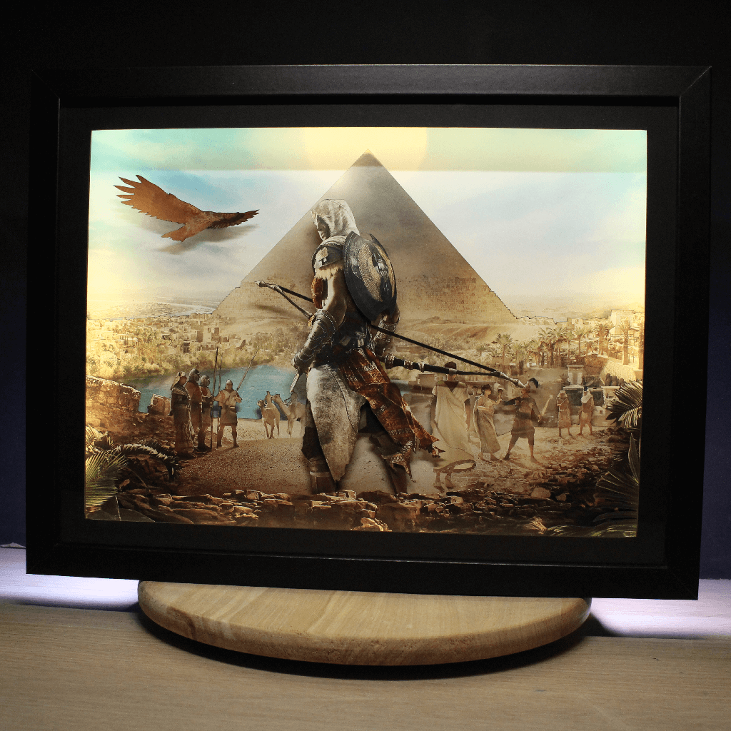 Dioramax - Cadre lumineux LED Assassin origin | Déco Gaming-room | Tableau lumineux | Affiche jeux vidéo | Idée cadeau gamer | Retro-gaming