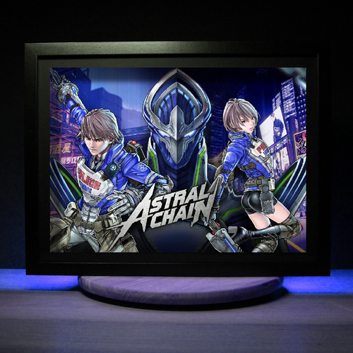 Dioramax - Cadre lumineux LED Astral chain | Déco Gaming-room | Tableau lumineux | Affiche jeux vidéo | Idée cadeau gamer | Retro-gaming