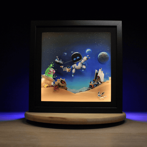 Dioramax - Cadre lumineux LED Astrobot | Déco Gaming-room | Tableau lumineux | Affiche jeux vidéo | Idée cadeau gamer | Retro-gaming