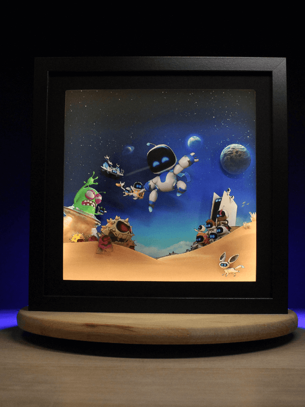 Dioramax - Cadre lumineux LED Astrobot | Déco Gaming-room | Tableau lumineux | Affiche jeux vidéo | Idée cadeau gamer | Retro-gaming
