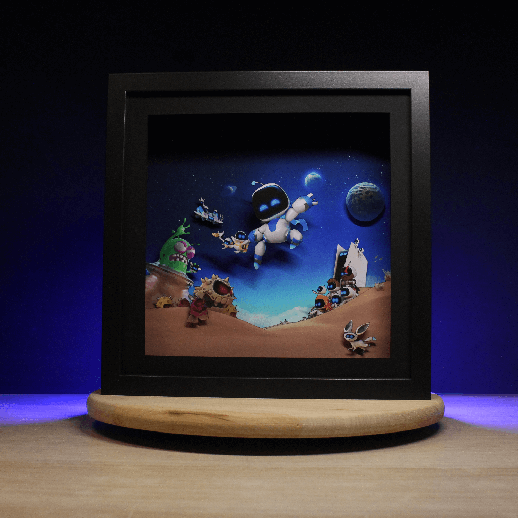 Dioramax - Cadre lumineux LED Astrobot | Déco Gaming-room | Tableau lumineux | Affiche jeux vidéo | Idée cadeau gamer | Retro-gaming