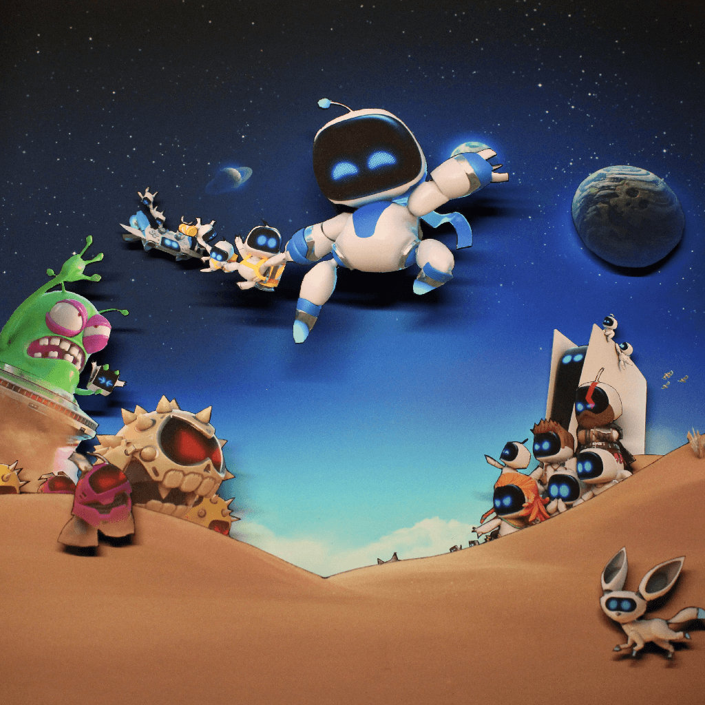 Dioramax - Cadre lumineux LED Astrobot | Déco Gaming-room | Tableau lumineux | Affiche jeux vidéo | Idée cadeau gamer | Retro-gaming